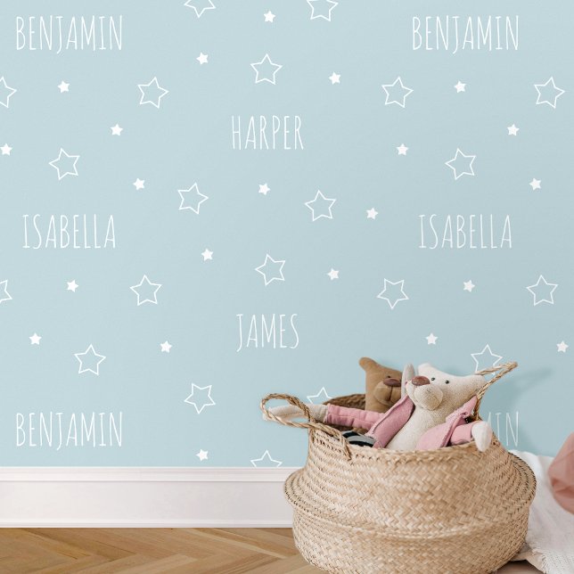 Cute personalisierte Name Star Blue Kids Nursery Tapete (Von Creator hochgeladen)