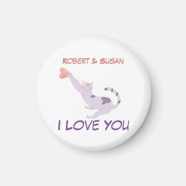 Cute Personalized Cat Valentine I Love You Magnet (Vorne)