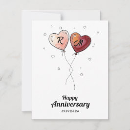 Cute Personalized Couple Anniversary Heart Card Feiertagskarte
