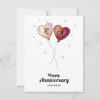 Cute Personalized Couple Anniversary Heart Card Feiertagskarte