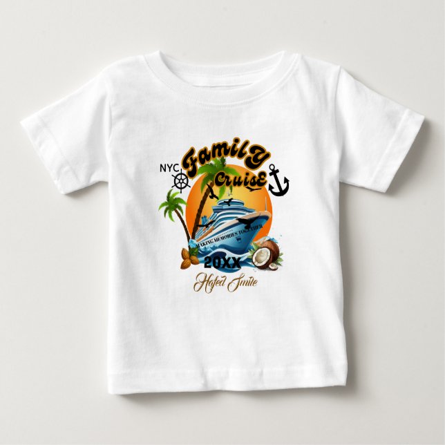 Cute Personalized Cruise Ship Family Trip Sunset T Baby T-shirt (Vorderseite)