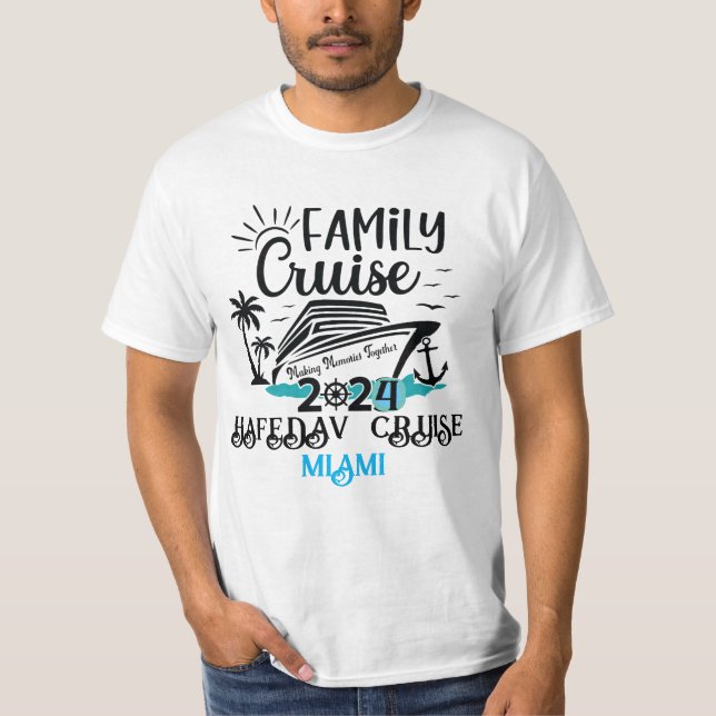 Cute Personalized Cruise Ship Family Trip Sunset T T-Shirt (Vorderseite)