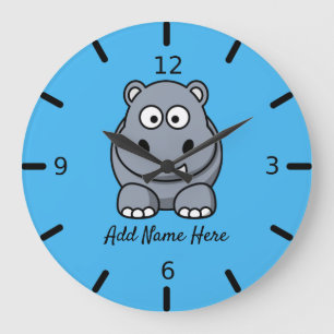 Cute Personalized Hippo Große Wanduhr