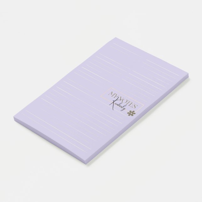 Cute Personalized Lined Simple Modern Lavender Post-it Klebezettel (angewinkelt)