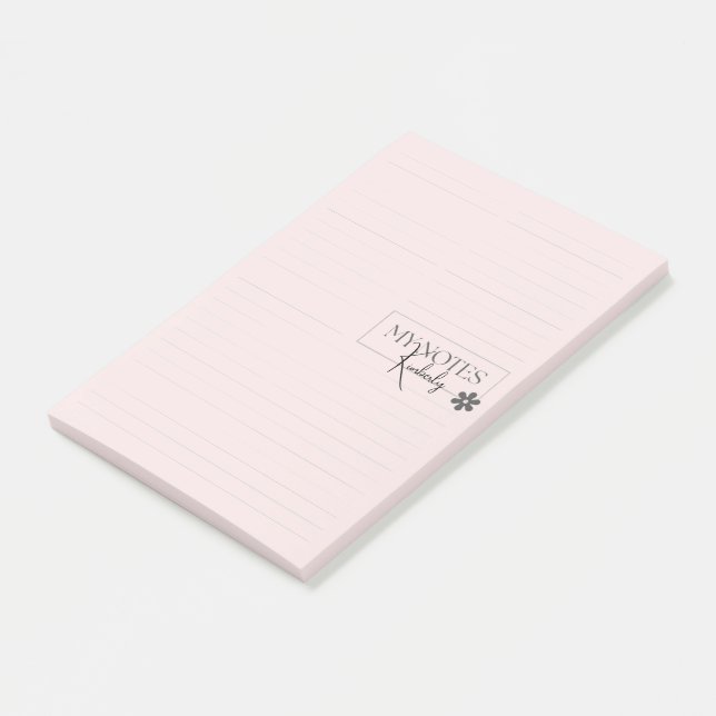 Cute Personalized Lined Simple Modern Pink Post-it Klebezettel (angewinkelt)