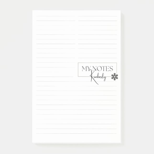 Cute Personalized Lined Simple Modern White Post-it Klebezettel (Vorderseite)