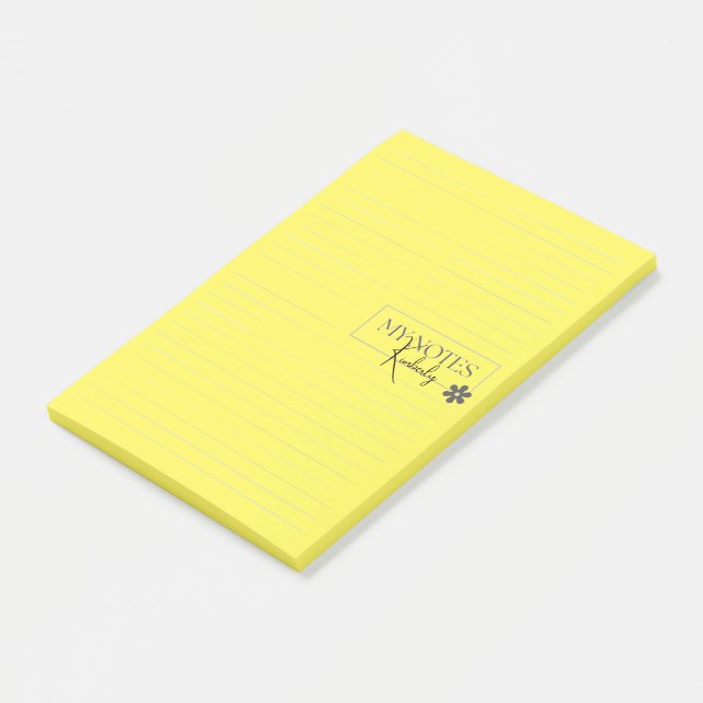 Cute Personalized Lined Simple Modern Yellow Post-it Klebezettel (angewinkelt)