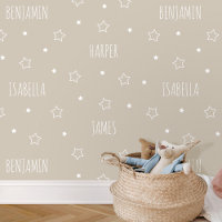 Cute personalized Name Star Beige Kids Nursery
