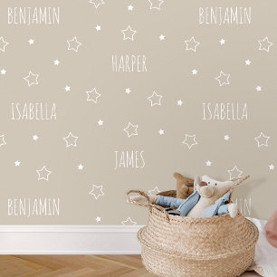Cute personalized Name Star Beige Kids Nursery Tapete