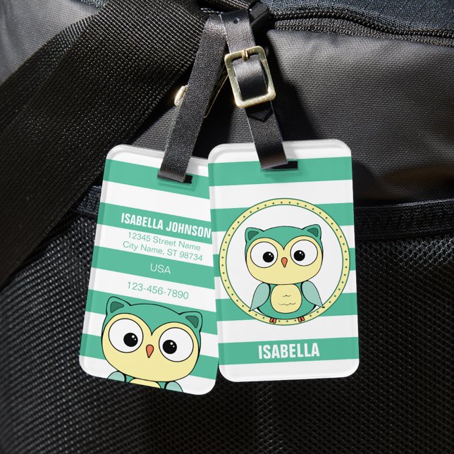 Cute Personalized owl Luggage Tag Gepäckanhänger (Von Creator hochgeladen)