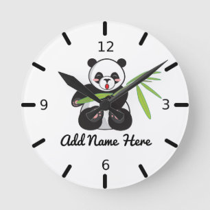Cute Personalized Panda Runde Wanduhr
