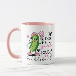 Cute Personalized Pickleball Girl Ribbon & Hearts Tasse