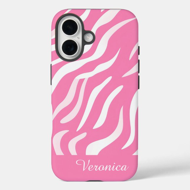 Cute Personalized Pink Zebra Print iPhone  Case-Mate iPhone Hülle (Rückseite)