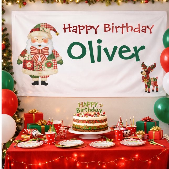 Cute Personalized Santa Christmas Holiday Banner (Von Creator hochgeladen)
