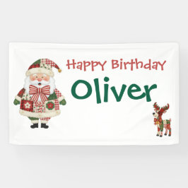 Cute Personalized Santa Christmas Holiday Banner