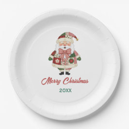 Cute Personalized Santa Christmas Holiday Pappteller
