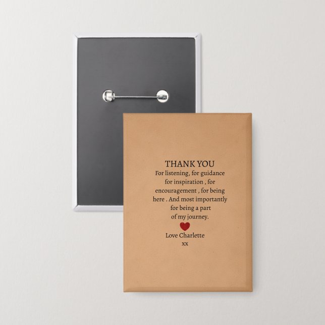 cute personalized thank you love  button (Vorderseite/Rückseite)