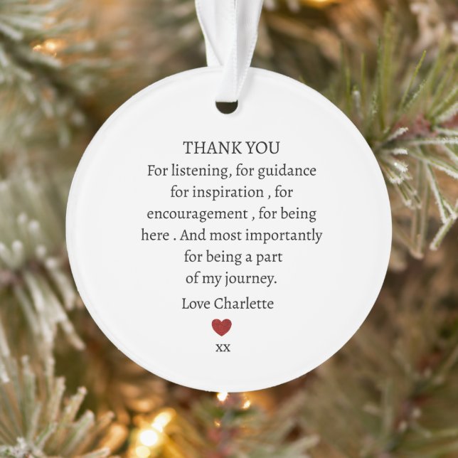 cute personalized thank you love  ornament (Baum)