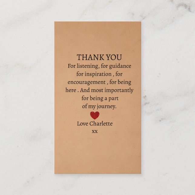 cute personalized thank you love  visitenkarte (Vorderseite)