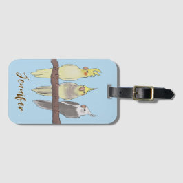 Cute Pet Cockatiels Flock on Perch Bird Lover Gepäckanhänger