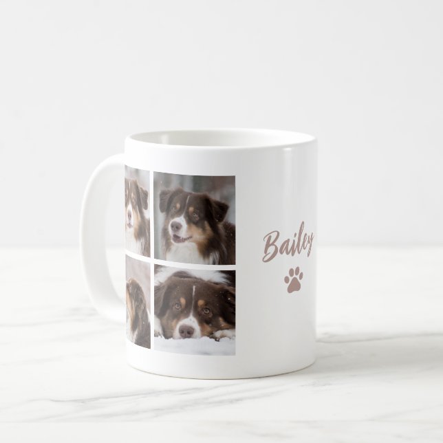 Cute Pet Dog Custom 8 Photo Collage Kaffeetasse (Vorderseite Links)
