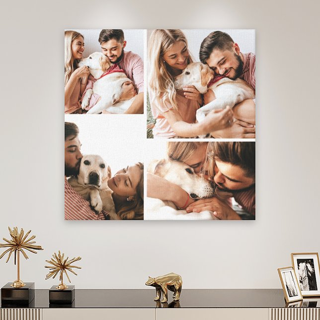 Cute Pet Dog Family Photo Collage Leinwanddruck (Von Creator hochgeladen)