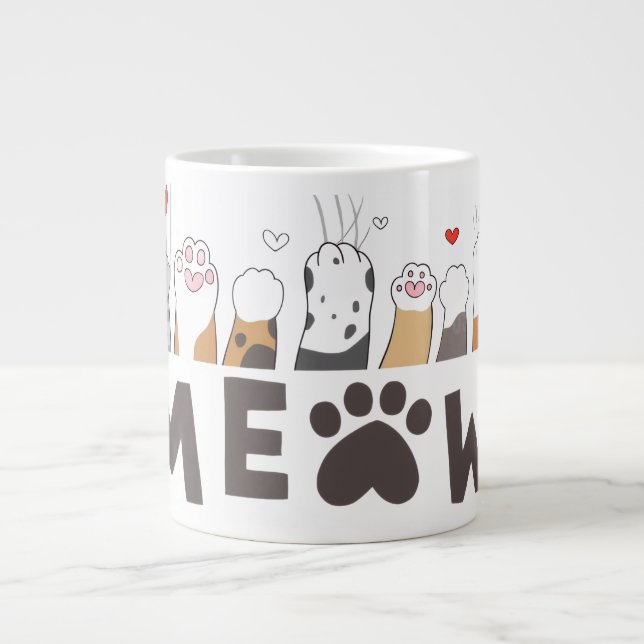 Cute Pet Paw Love Mug Jumbo-Tasse (Vorderseite)
