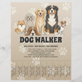 Cute Pet Sitting Dog Walker Custom Promotional Flyer