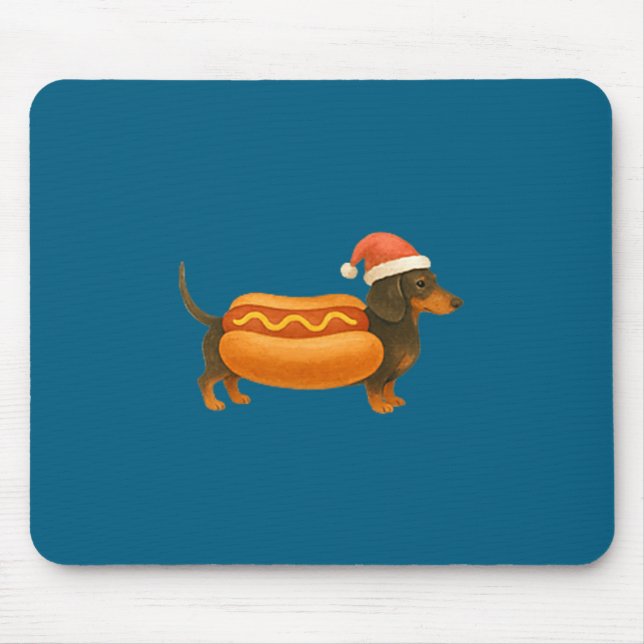 Cute Petite Christmas Funny Hot Dog Dachshund  Mousepad (Vorne)