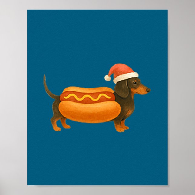 Cute Petite Christmas Funny Hot Dog Dachshund  Poster (Vorne)