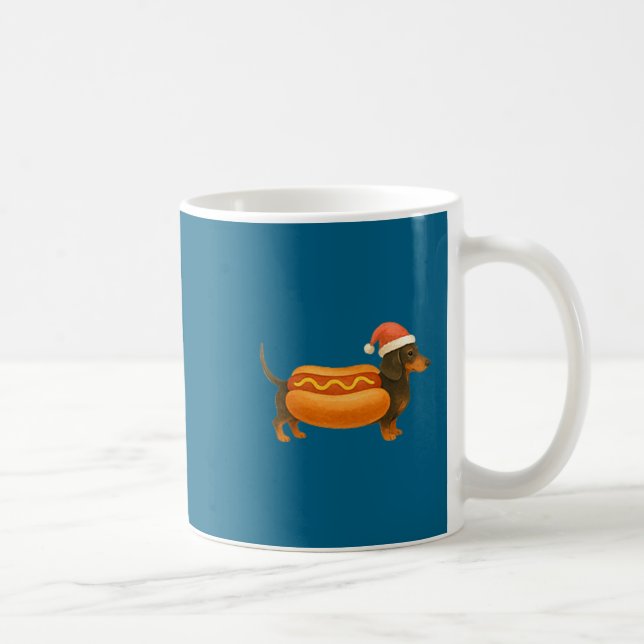 Cute Petite Christmas Funny Hot Dog Dachshund Prem Kaffeetasse (Rechts)