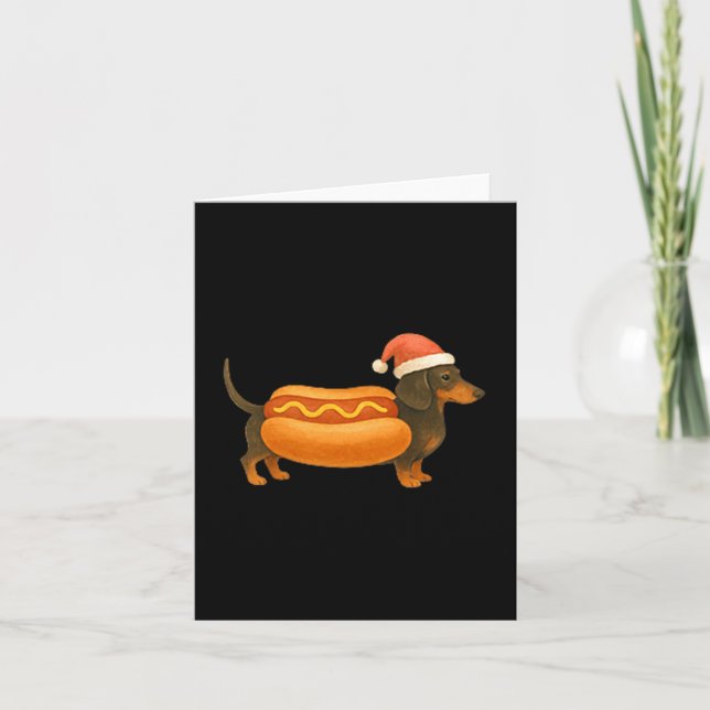 Cute Petite Christmas Funny Hot Dog Dachshund Prem Karte (Vorderseite)