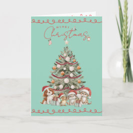 Cute Pets Christmas Aqua | Folded Greeting Card Karte