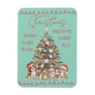 Cute Pets Watercolour Family Christmas Magnet