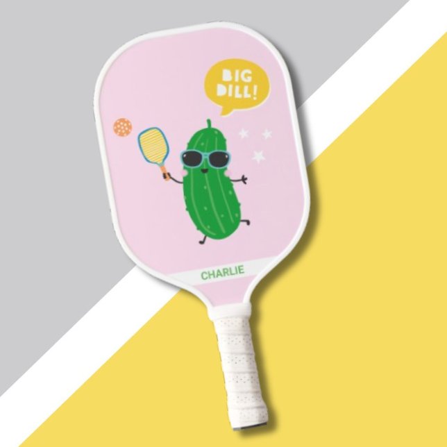Cute Pickles playing Pickleball Pink Schläger (Von Creator hochgeladen)