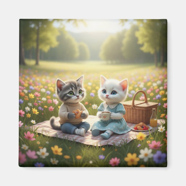 Cute Picnic Cat Magnet | Tom & Luna Spring Picnic  (Vorne)
