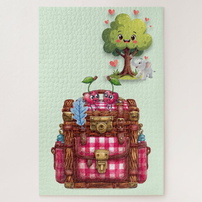 Cute Picnic Love Tree Elephant Puzzles  (Vertikal)