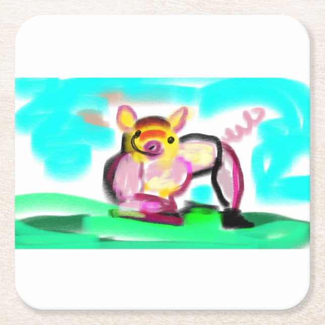 Cute pig art  rechteckiger pappuntersetzer (Vorderseite)