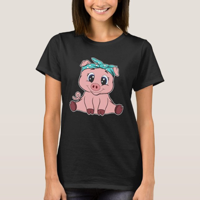 Cute pig headscarf little pig T-Shirt (Vorderseite)