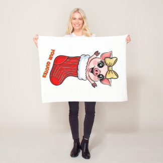 Cute Pig in Christmas Stocking Fleecedecke