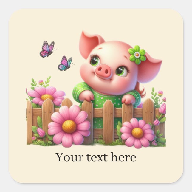 Cute pig lovers customizable  quadratischer aufkleber (Vorderseite)