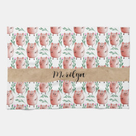 Cute Pig Pattern Tea Towel – Farm Animal Kitchen  Geschirrtuch
