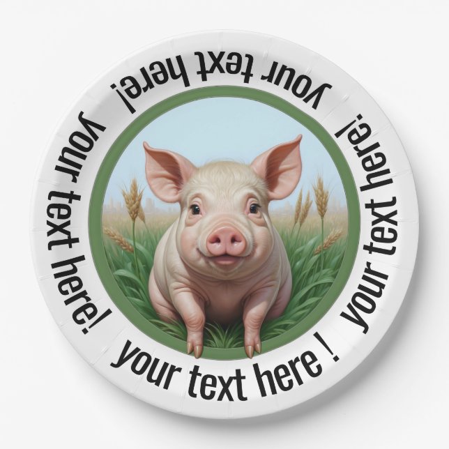 cute pig with your text! You can change the size. Pappteller (Vorderseite)