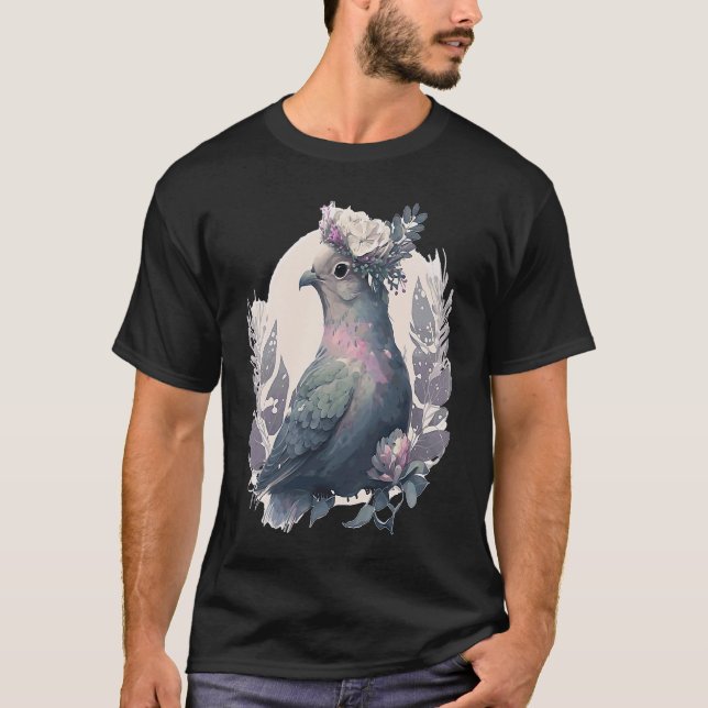 Cute Pigeon Dove Bird Flower Crown Pet Birds  1 T-Shirt (Vorderseite)