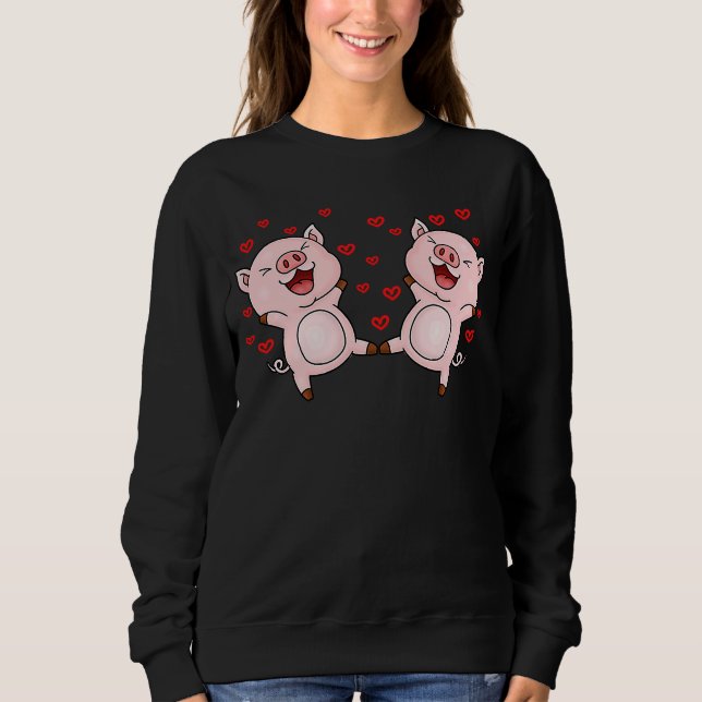 Cute Pigs Valentines Day Matching Couple Pigs Sweatshirt (Vorderseite)