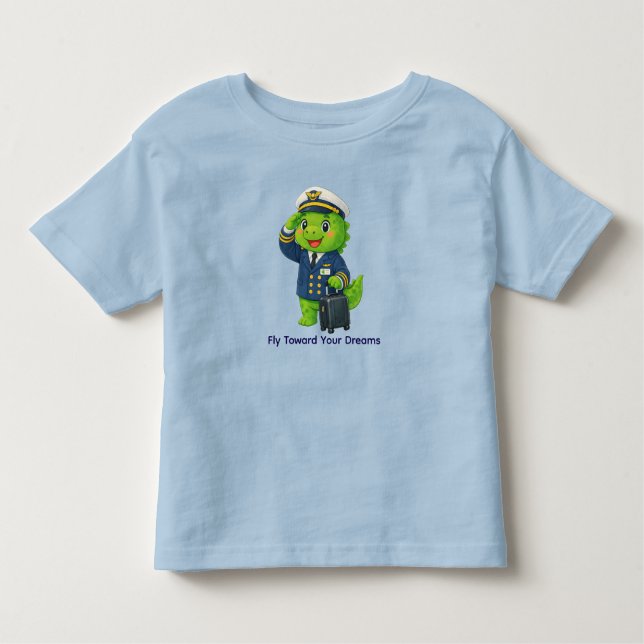 Cute Pilot Dinosaur – Dino Jobs Kleinkind T-shirt (Vorderseite)
