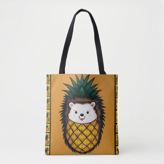 Cute Pineapple Hedgehog Tote Bag Funny Animal Illu (Vorderseite)