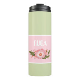 Cute pink and baby green floral Thermal Tumbler Thermosbecher