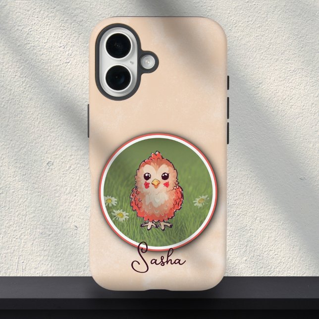 Cute Pink Baby Bird Painting Custom Name  Case-Mate iPhone Hülle (Von Creator hochgeladen)