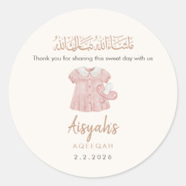 Cute Pink Baby Clothes Girl Aqeeqah Favor Sticker